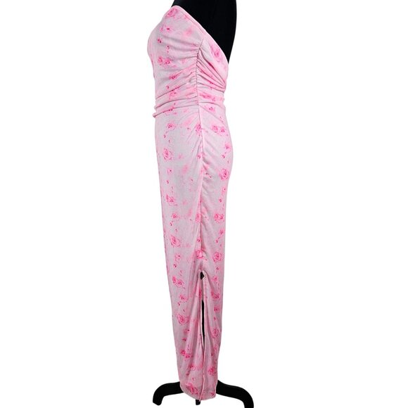 Womens Strapless Floral Milumia Maxi Dress Pink Roses Size S Elegant Wedding - Picture 3 of 11